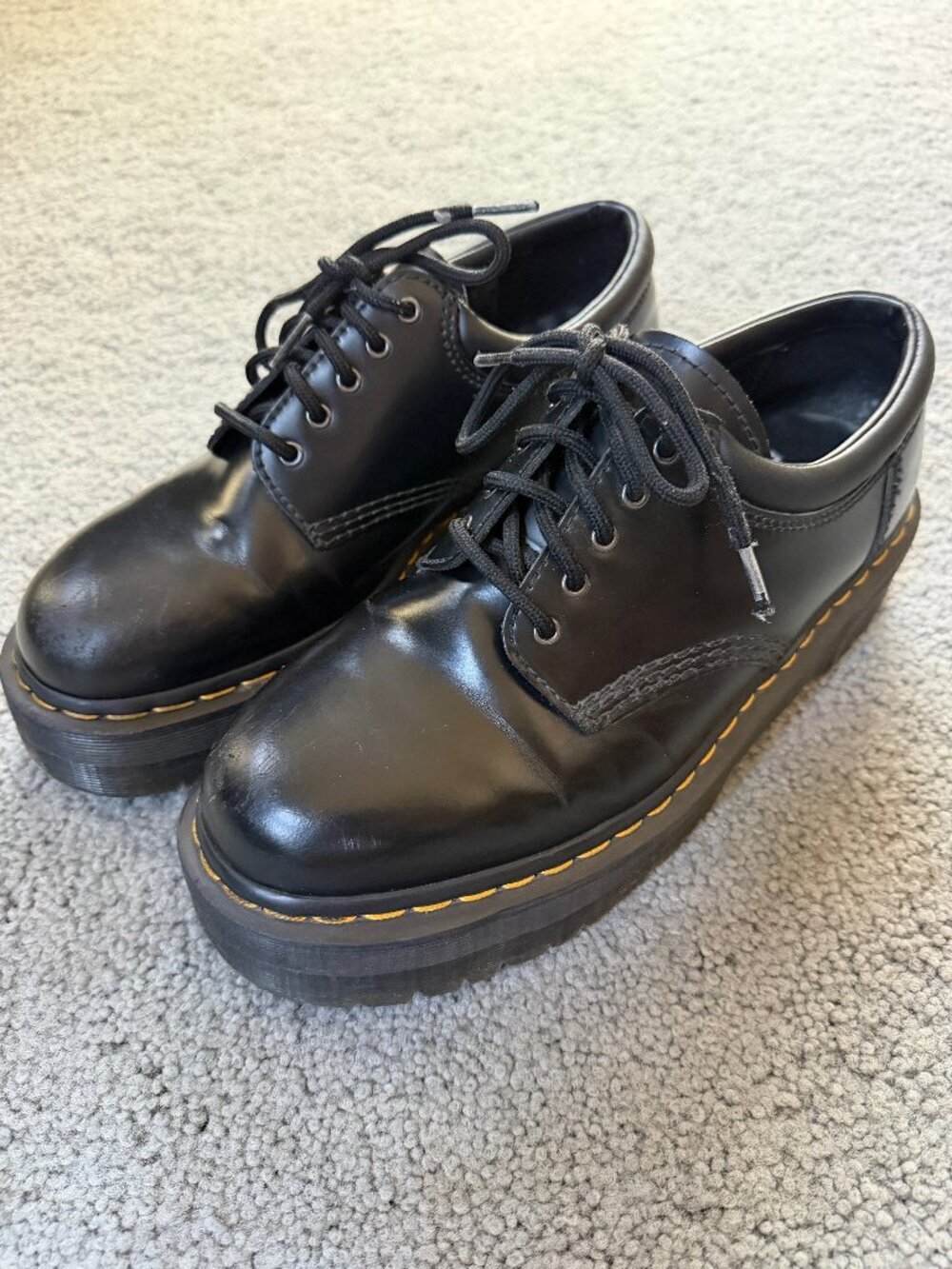 Dr. Martens 8053 Quad/Bex Platform Leather Shoes Black Unisex Men 10 / Women 11